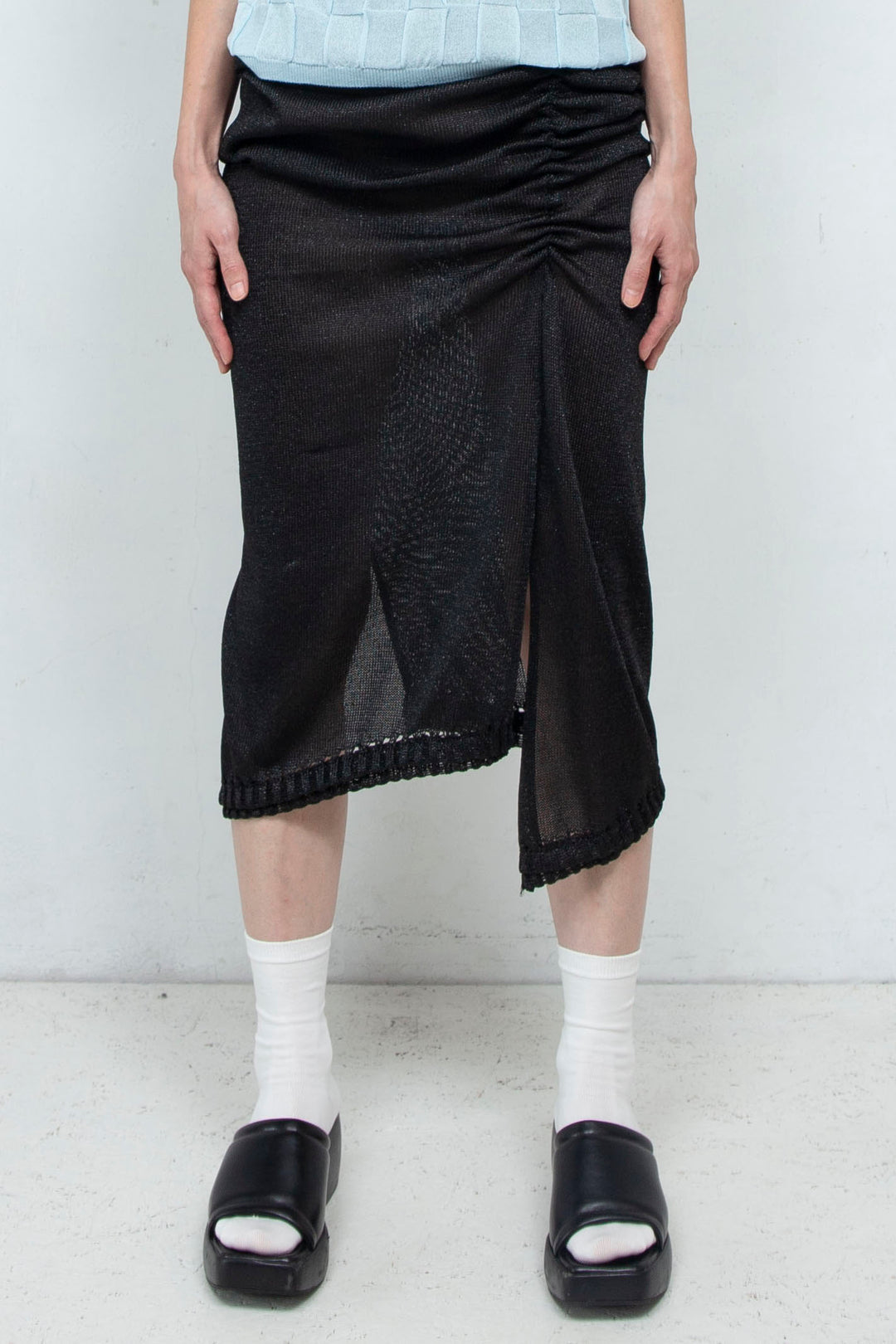 Slit Knit Skirt Black
