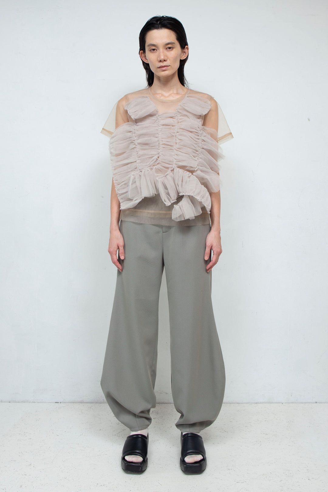 Tulle T-shirt Beige