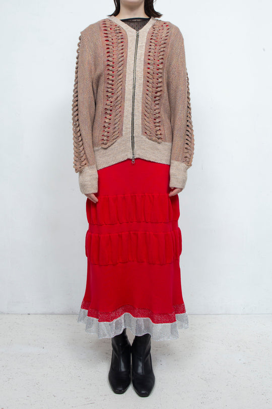 Wool Mohair Zip Knit cardigan Brown
