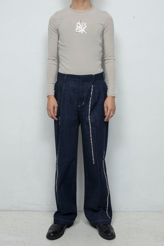 dBSK Motif Slim Fit Tops / BEIGE