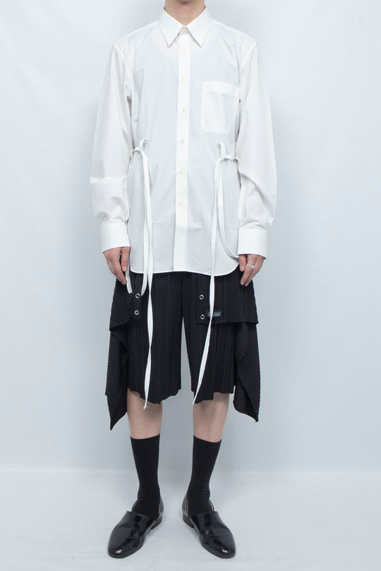 PLEATS DRAPED SHORTS BLACK