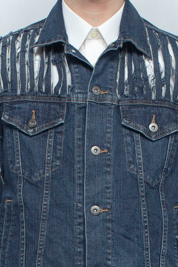 DENIM FRINGE VEST BLUE