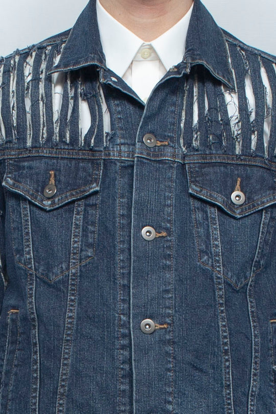 DENIM FRINGE VEST BLUE