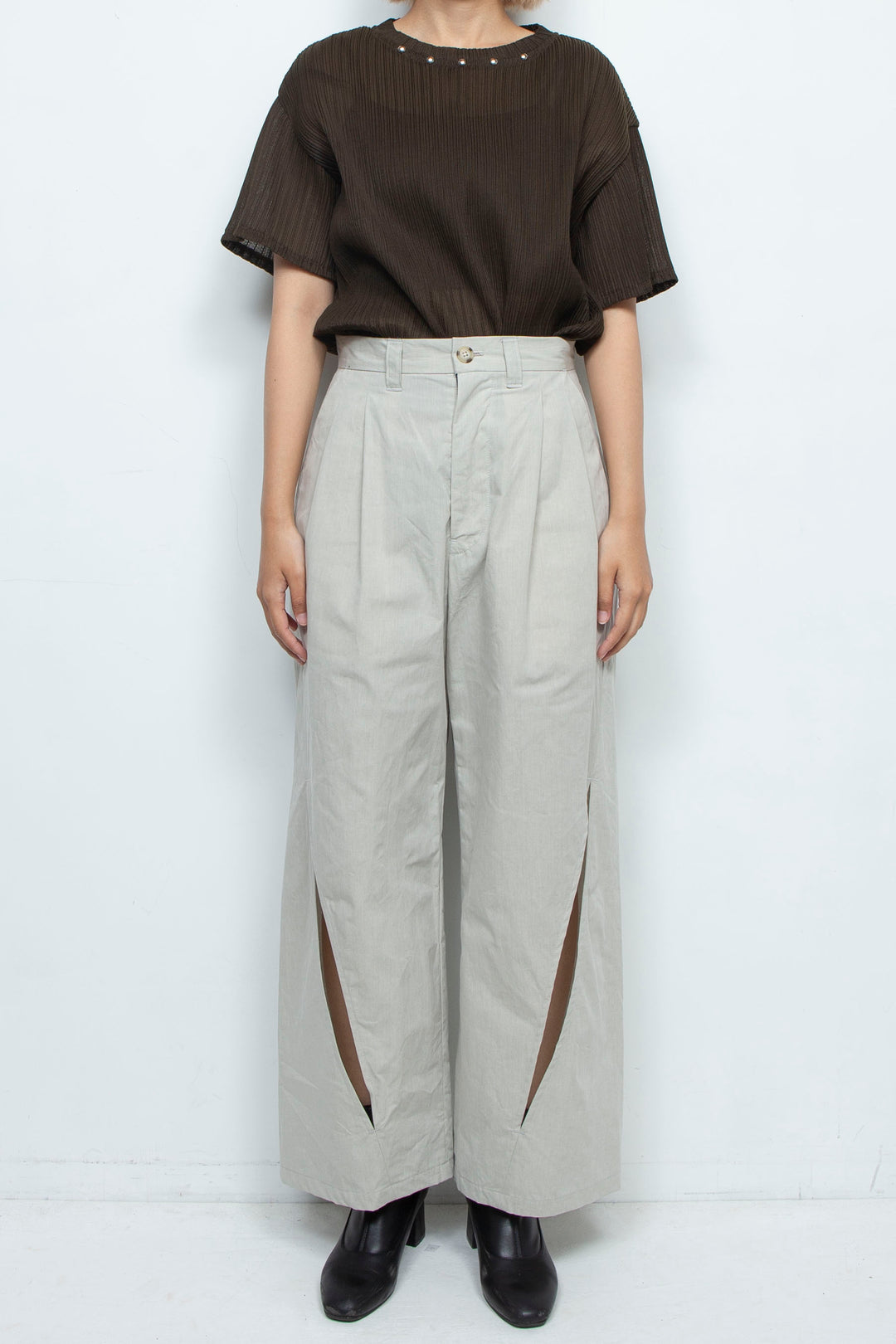 moon slit slacks light gray
