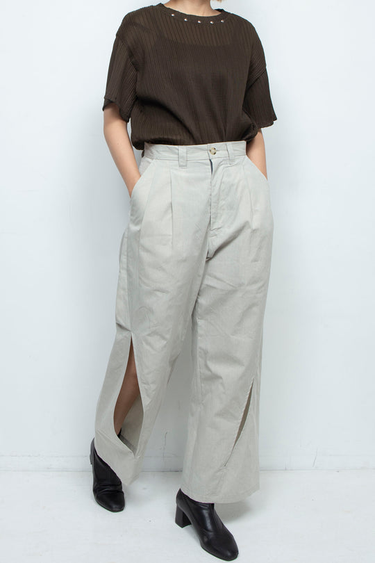 moon slit slacks light gray