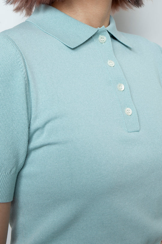 Knit polo shirt Blue