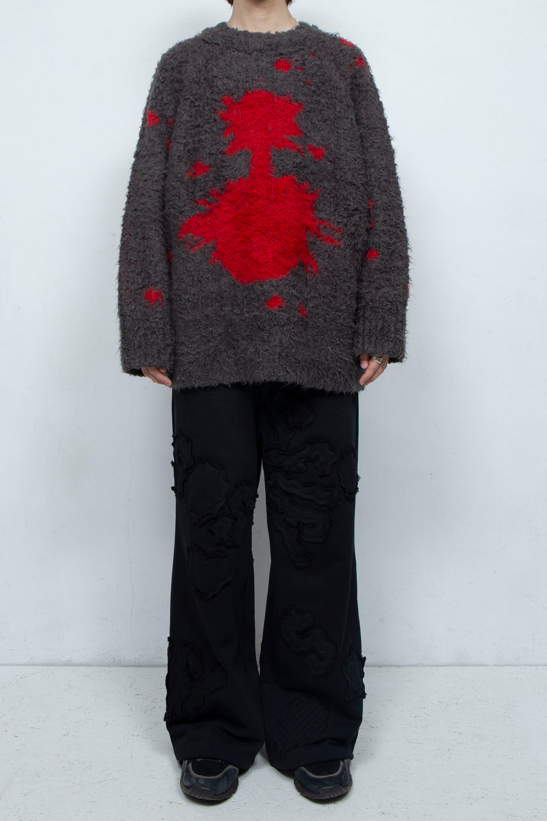 Human face flower shadow knit BROWN