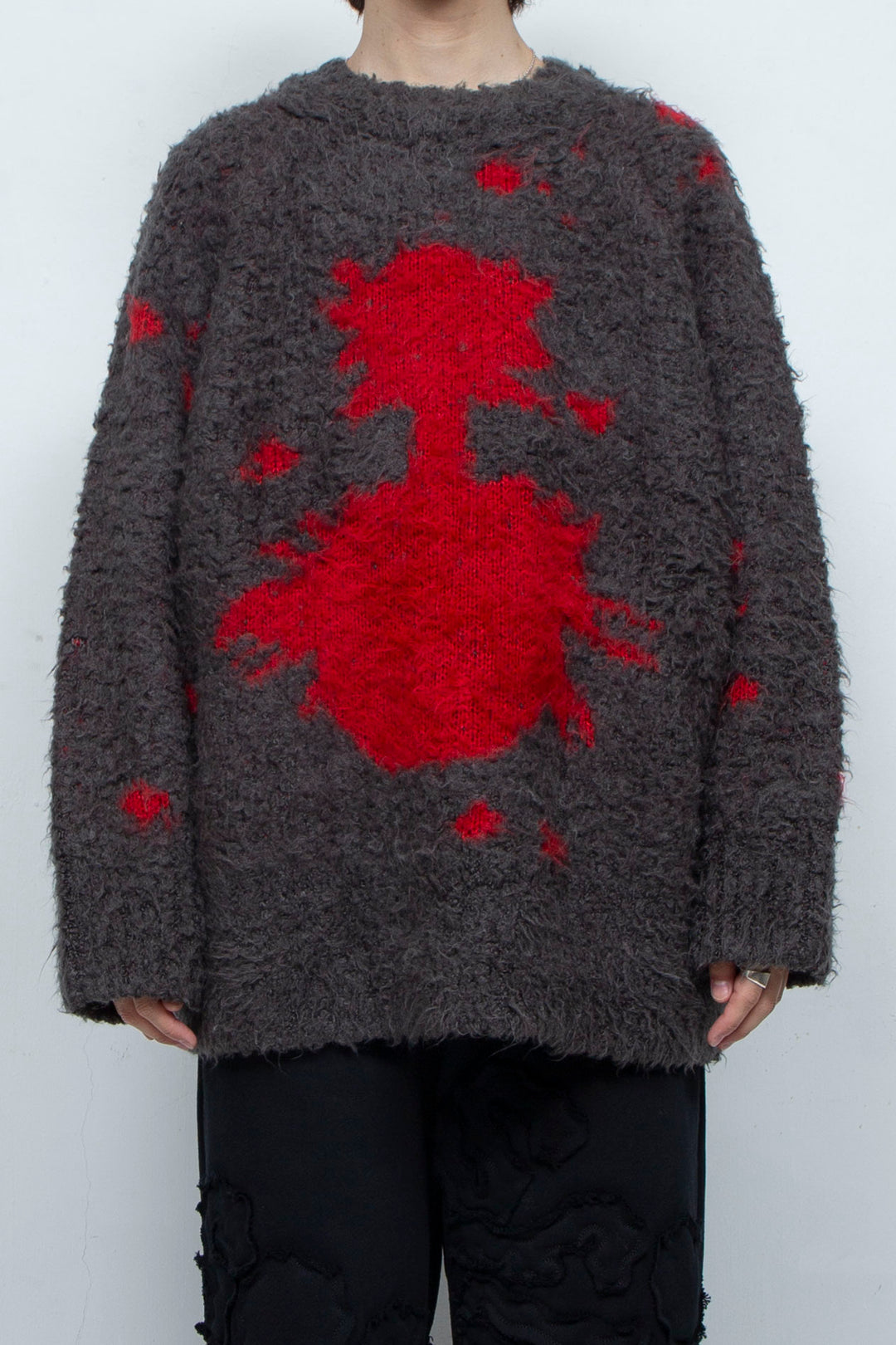 Human face flower shadow knit BROWN