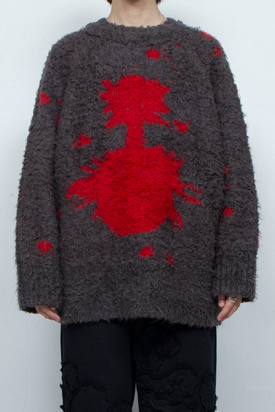 Human face flower shadow knit BROWN