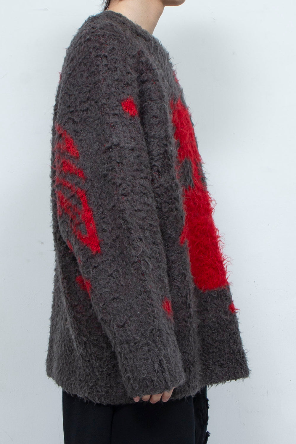 Human face flower shadow knit BROWN
