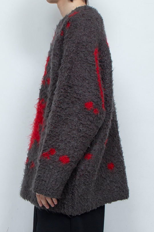 Human face flower shadow knit BROWN