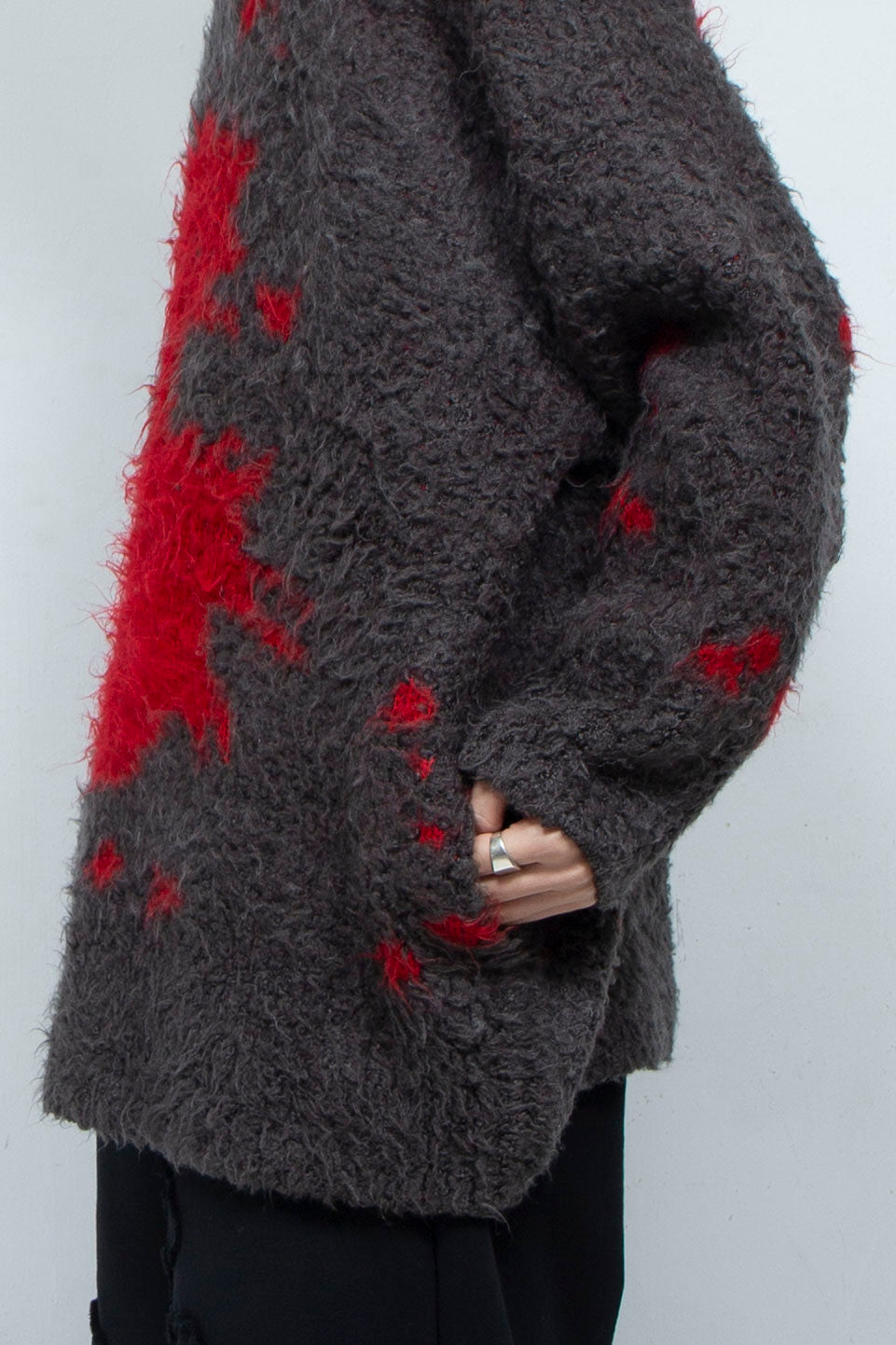 Human face flower shadow knit BROWN