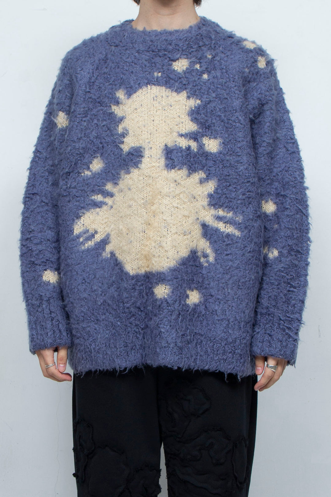 Human face flower shadow knit BLUE