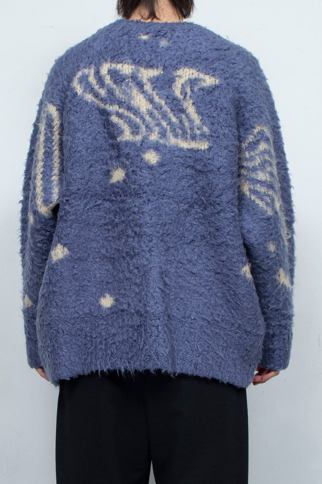 Human face flower shadow knit BLUE