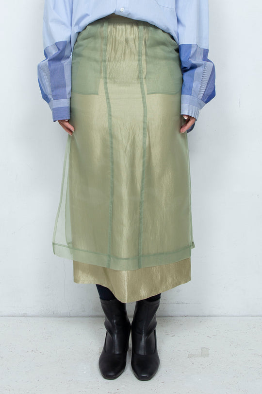 "YOU" Sheer Through Layered Tight Skirt MINT