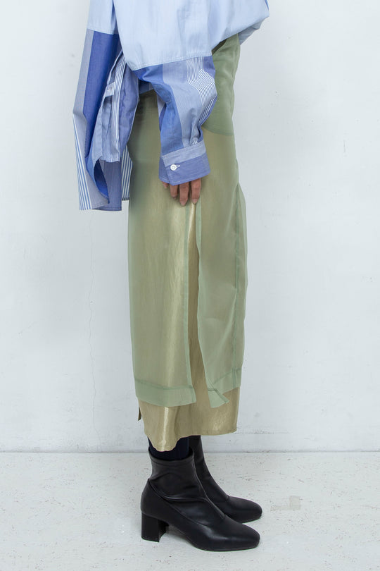 "YOU" Sheer Through Layered Tight Skirt MINT