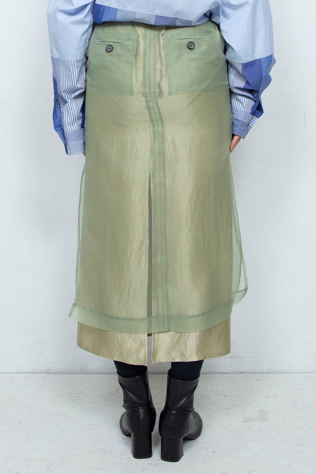 "YOU" Sheer Through Layered Tight Skirt MINT