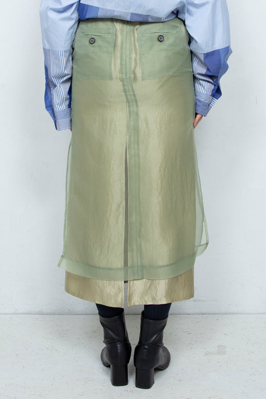 "YOU" Sheer Through Layered Tight Skirt MINT