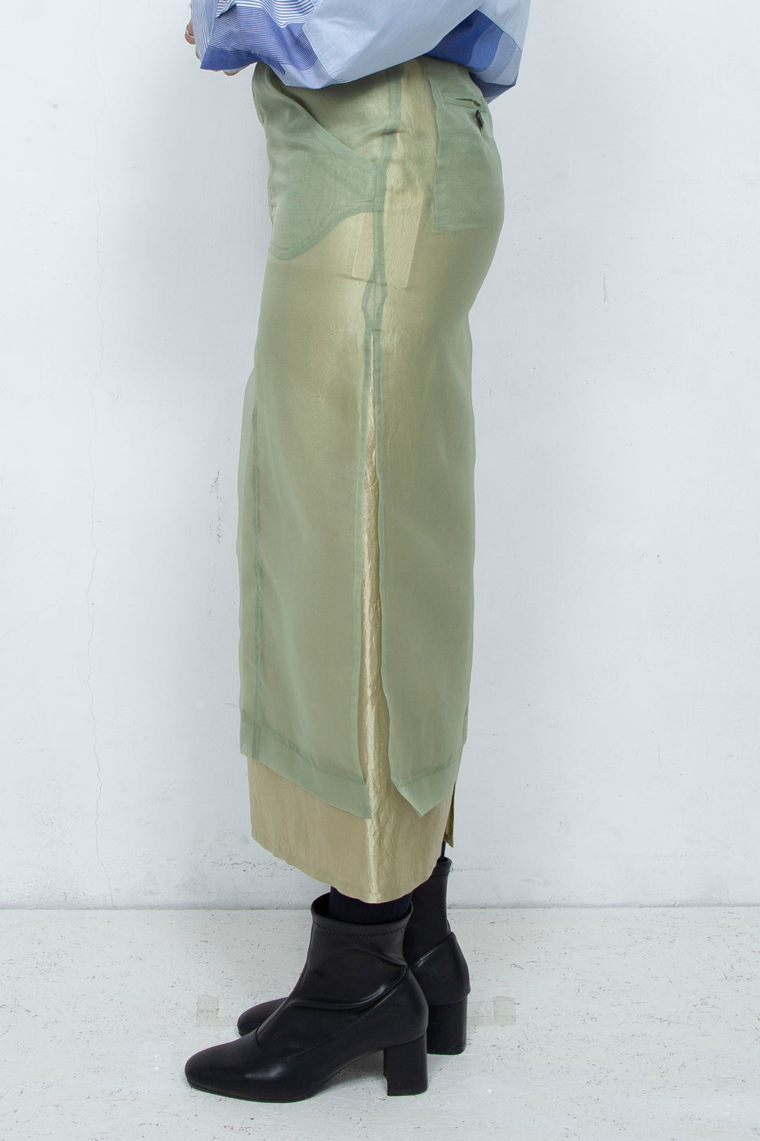 "YOU" Sheer Through Layered Tight Skirt MINT