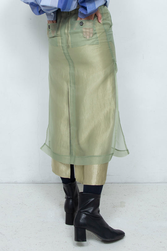 "YOU" Sheer Through Layered Tight Skirt MINT