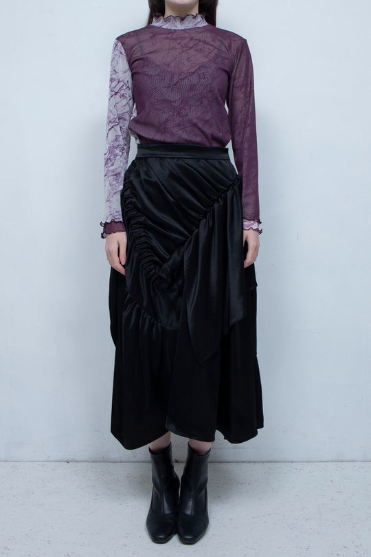 Printed net tulle tops PURPLE