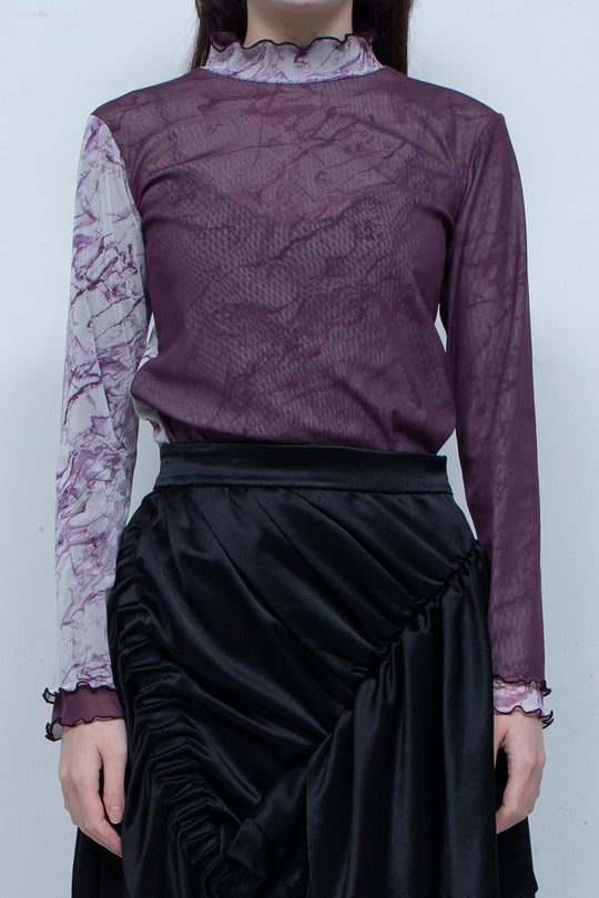 Printed net tulle tops PURPLE