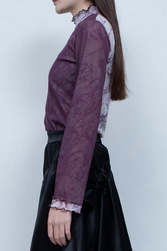 Printed net tulle tops PURPLE