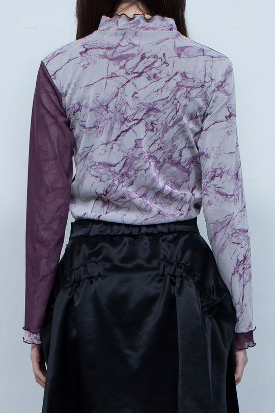 Printed net tulle tops PURPLE