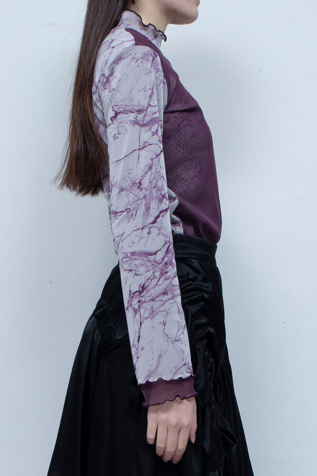 Printed net tulle tops PURPLE