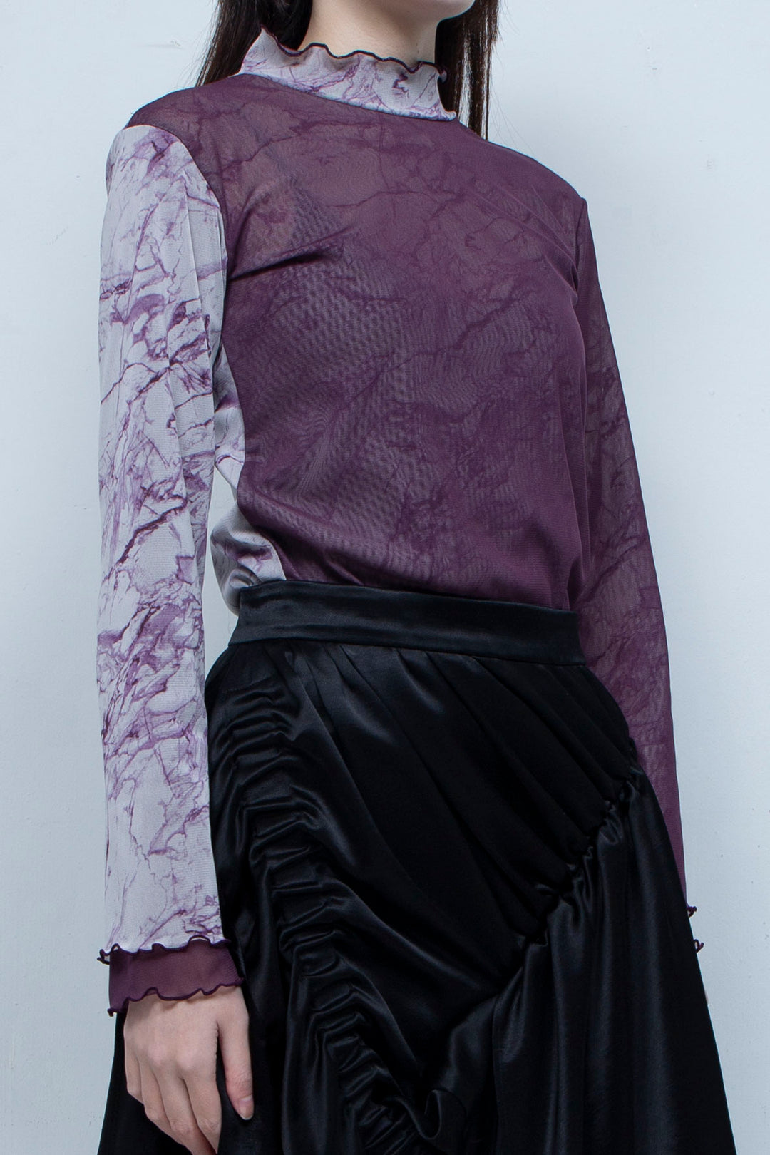 Printed net tulle tops PURPLE