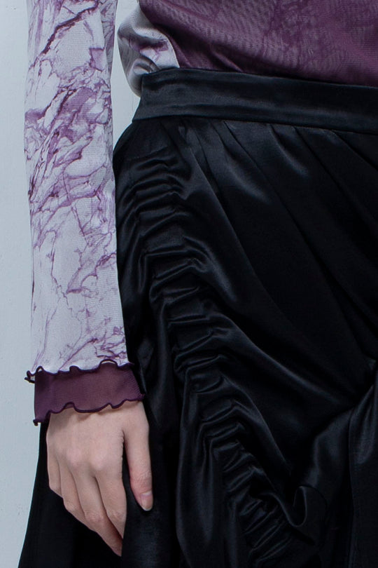 Printed net tulle tops PURPLE