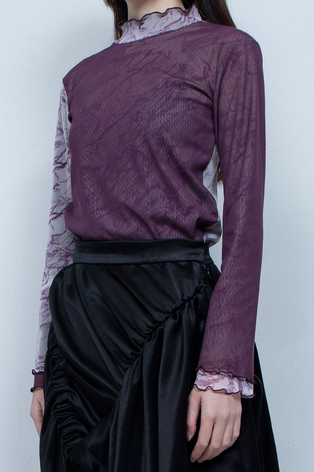 Printed net tulle tops PURPLE