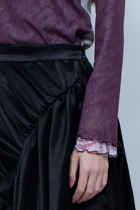 Printed net tulle tops PURPLE