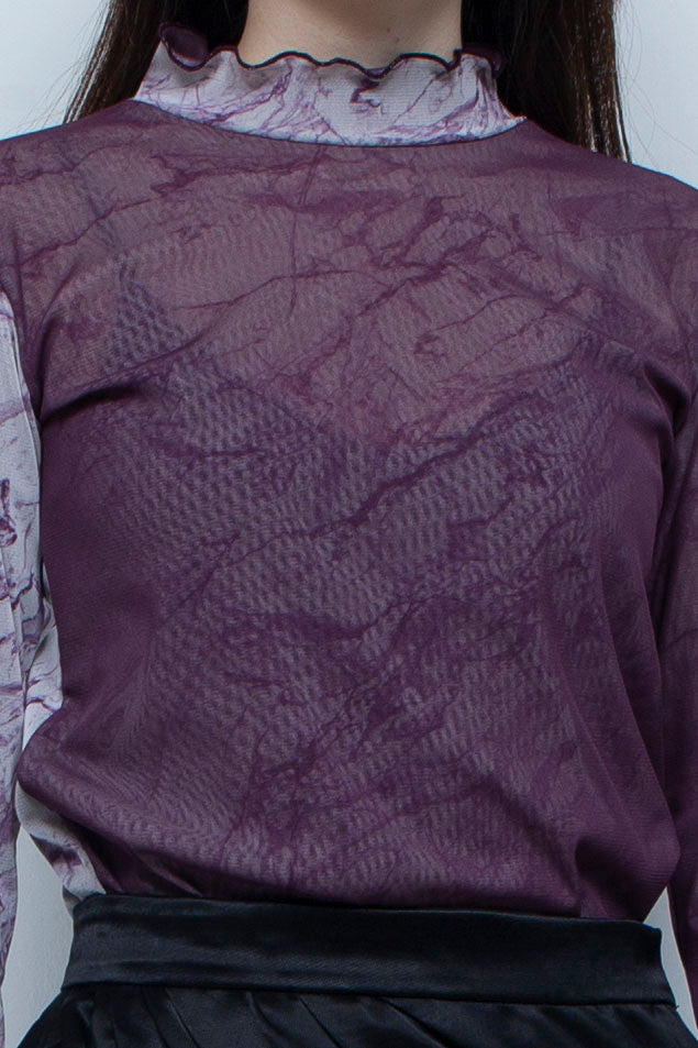 Printed net tulle tops PURPLE