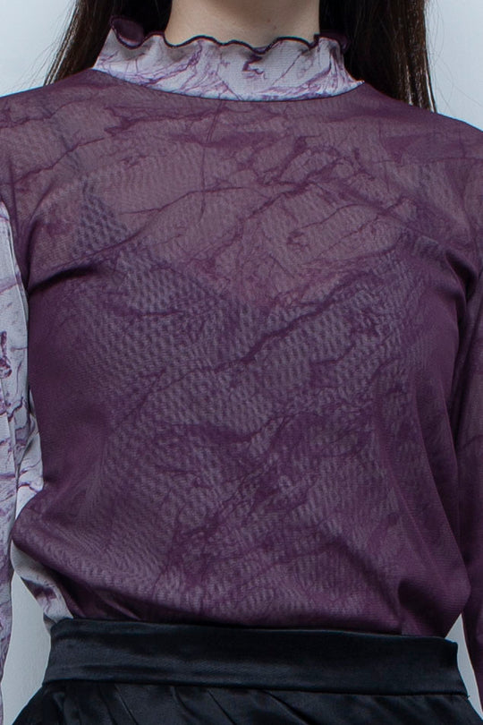Printed net tulle tops PURPLE