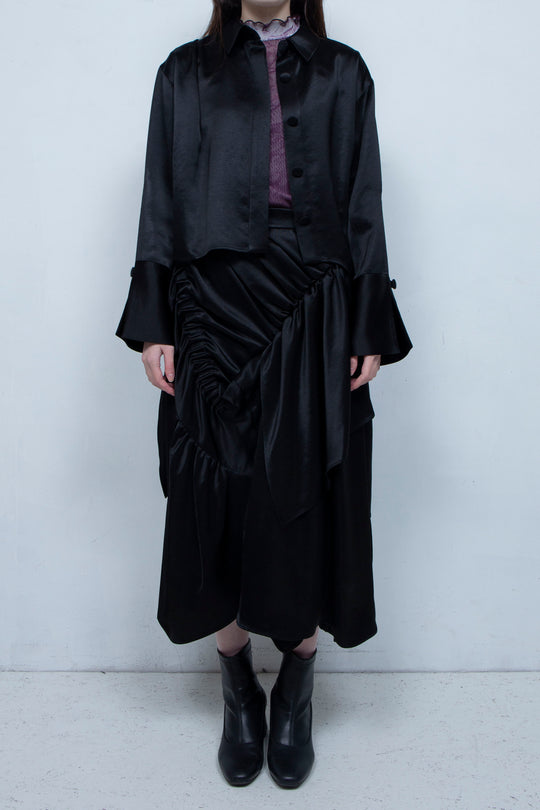 Asymmetric short shirts BALCK