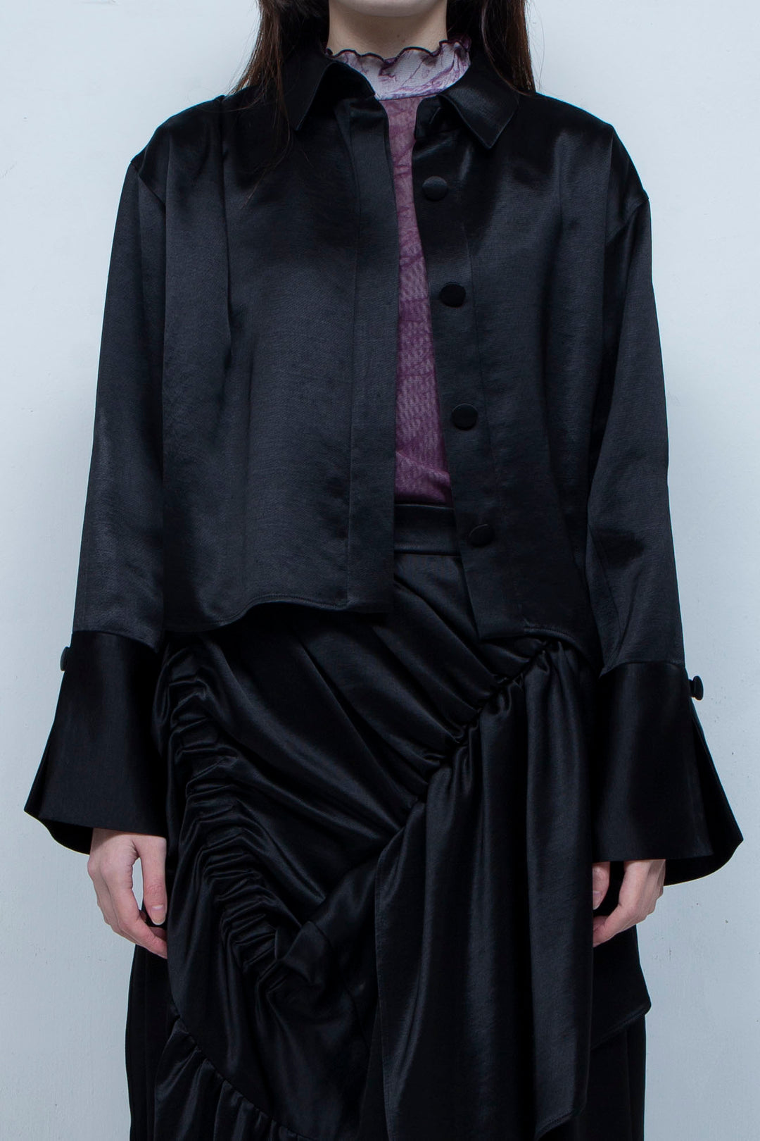 Asymmetric short shirts BALCK