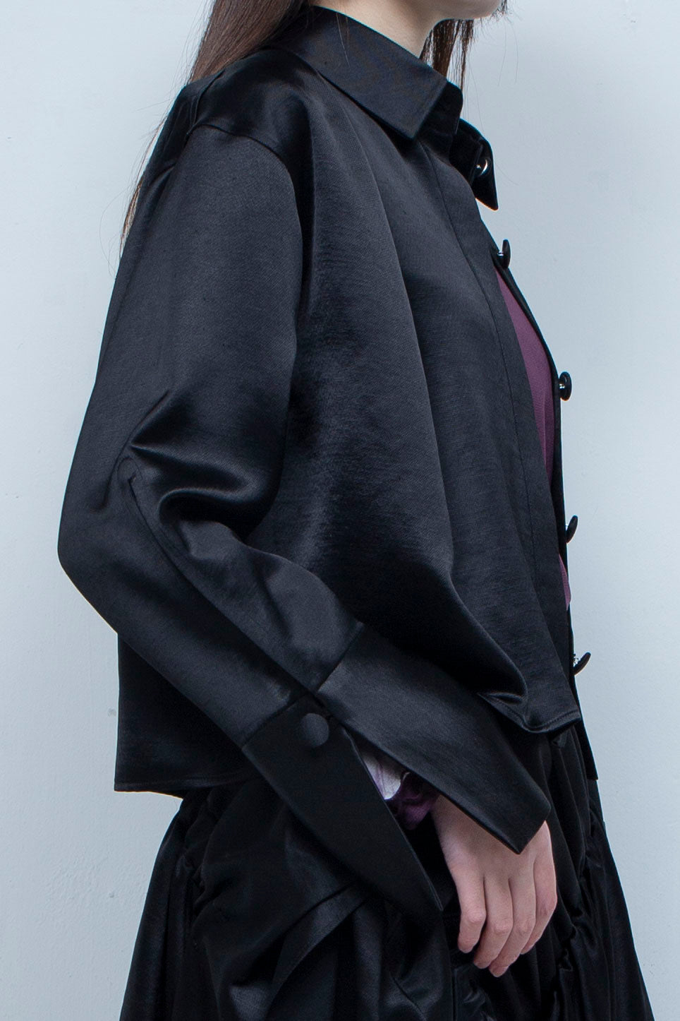 Asymmetric short shirts BALCK