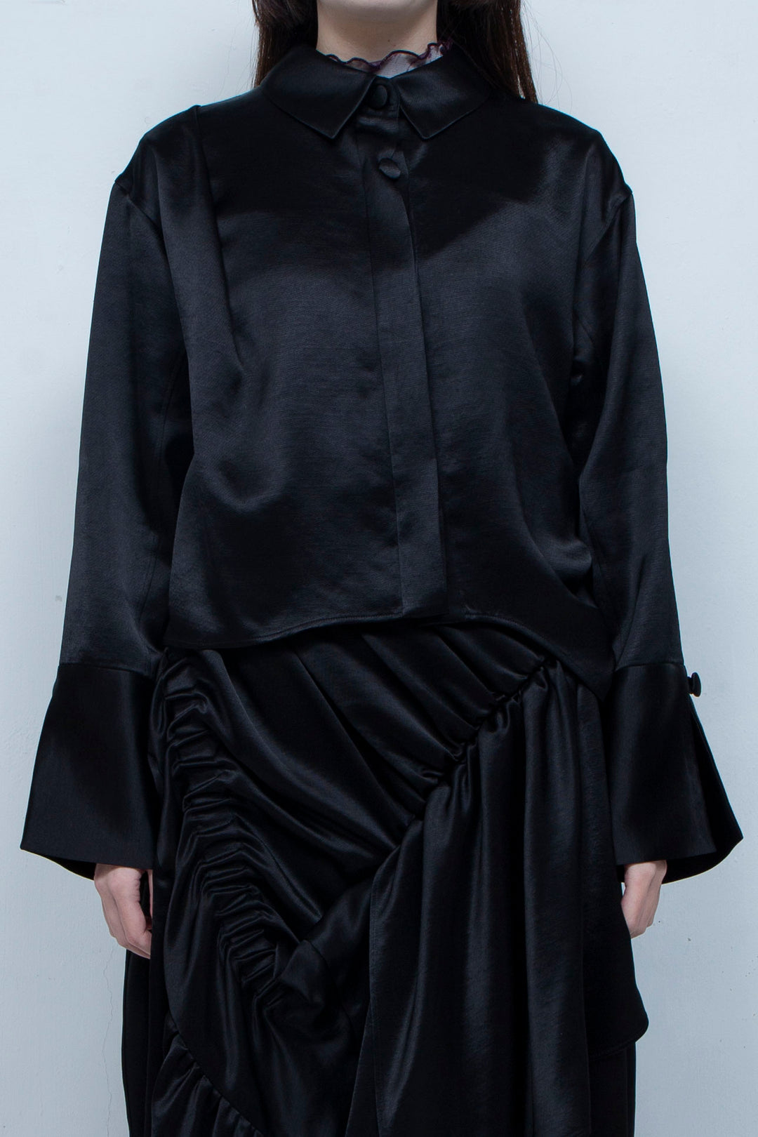 Asymmetric short shirts BALCK