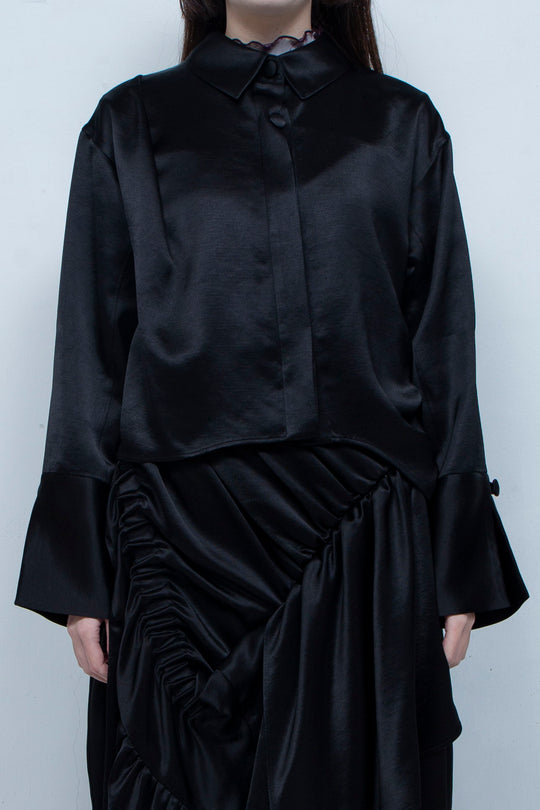 Asymmetric short shirts BALCK