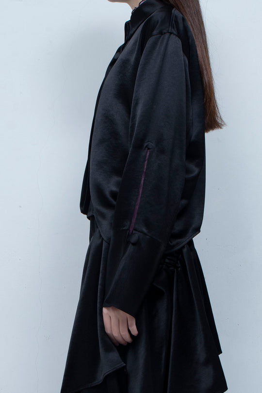 Asymmetric short shirts BALCK