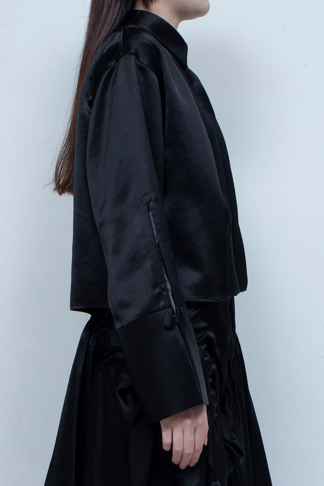Asymmetric short shirts BALCK