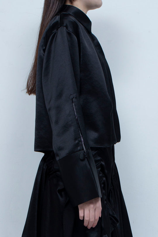 Asymmetric short shirts BALCK