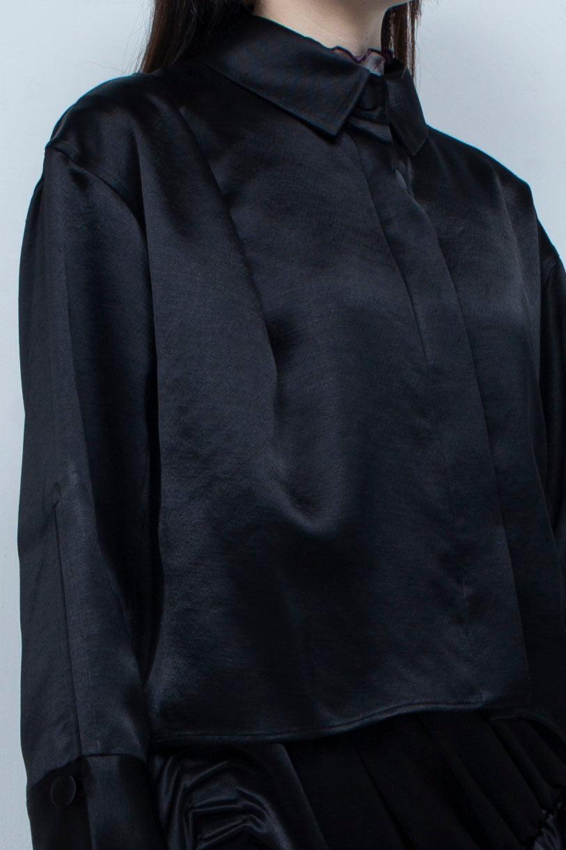 Asymmetric short shirts BALCK