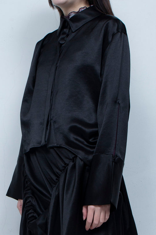 Asymmetric short shirts BALCK