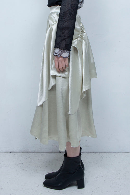 Asymmetric gathered skirt IVORY