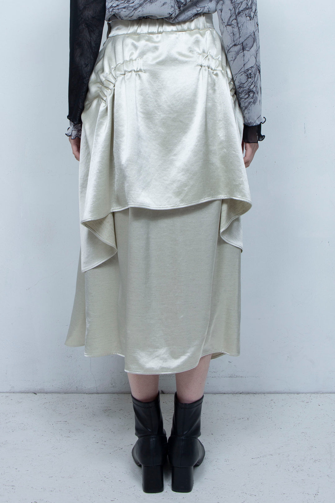 Asymmetric gathered skirt IVORY