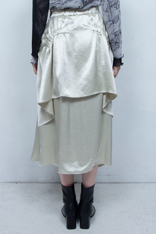 Asymmetric gathered skirt IVORY