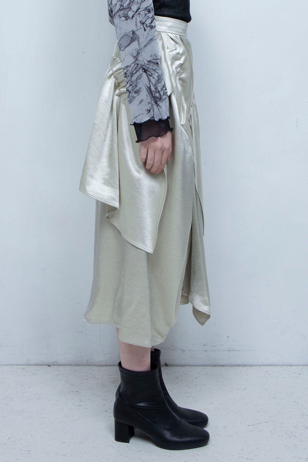 Asymmetric gathered skirt IVORY