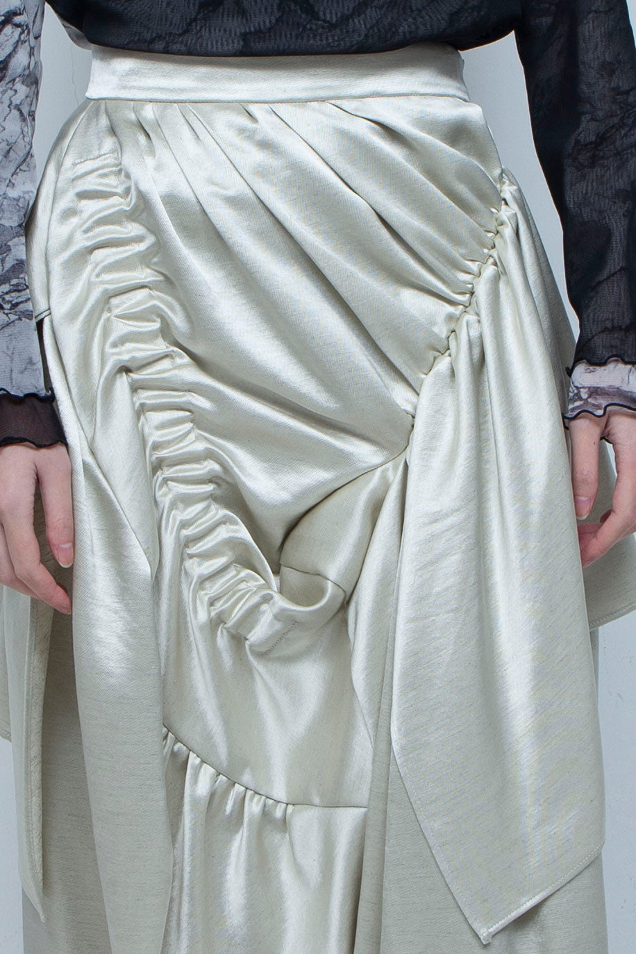 Asymmetric gathered skirt IVORY